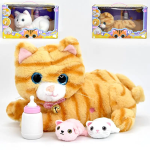 عروسک رباتیک گربه موزیکال با بچه CAT PETS 93381E
